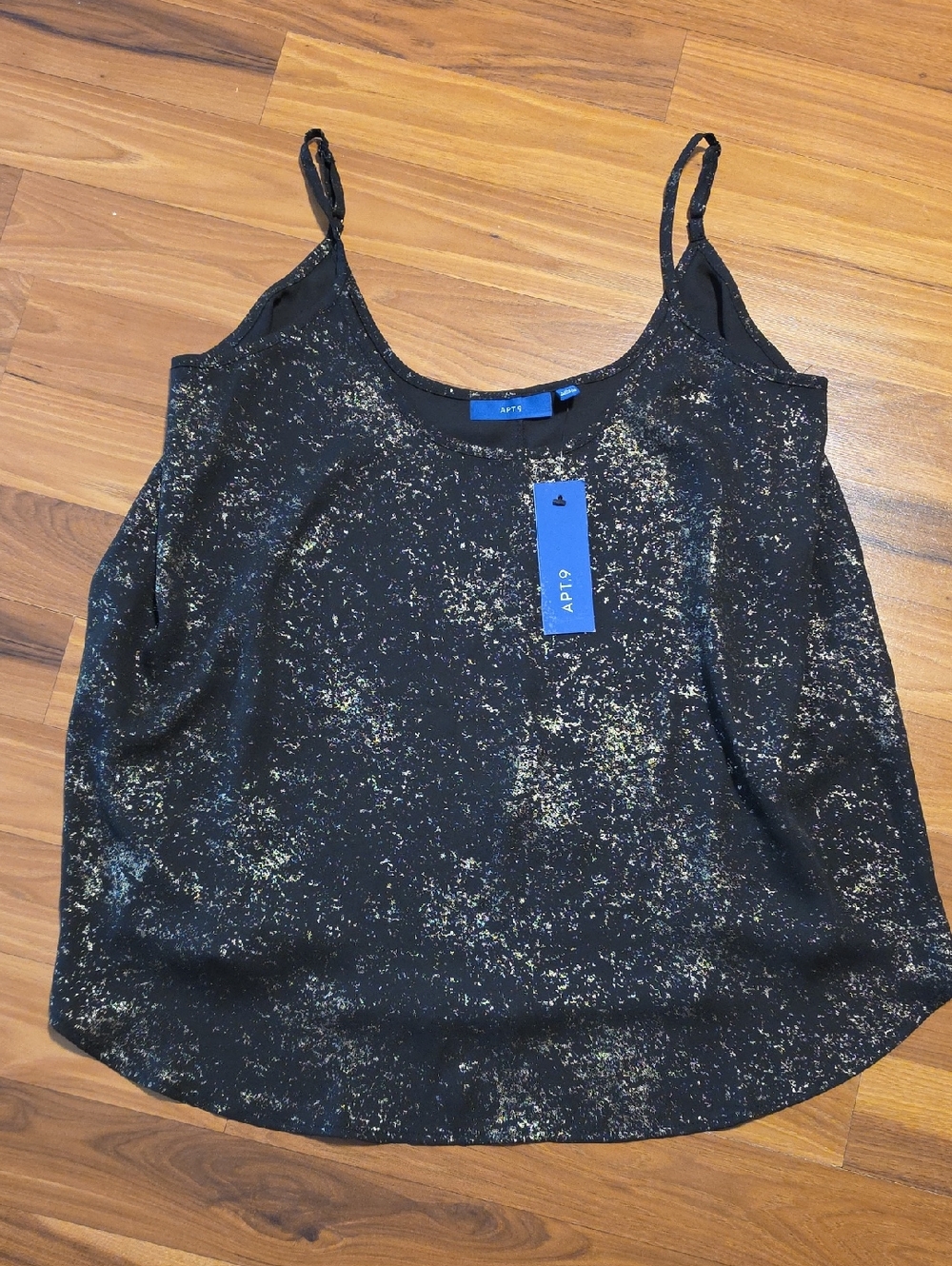 Apt. 9 Black Cami with Gold Metallic Speckle